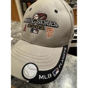 New Era 2002 MLB Baseball‎ World Series Hat - SF Giants Anaheim Angels Cap Tan